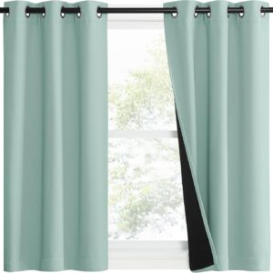 NICETOWN Aqua Blue 100% Blackout Curtain Set, Thermal Insulated & Energy Efficien