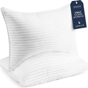 Beckham Hotel Collection Bed Pillows Standard / Queen Size Set of 2 - Down Alternative Bedding Gel Cooling Pillow for Back