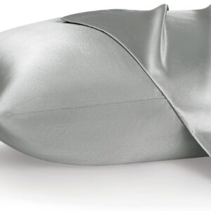 Bedsure Satin Pillowcase for Hair and Skin Queen - Silver Grey Silky Pillowcase 20x30 Inches - Set of 2 with Envelope Closure