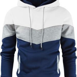 Gesean Men's Novelty Color Block Pullover Fleece Hoodie Long Sleeve Casual Sweatshirt with Pocket