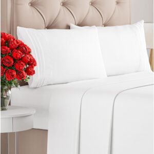 Queen Size 4 Piece Sheet Set - Comfy Breathable & Cooling Sheets - Hotel Luxury Bed Sheets