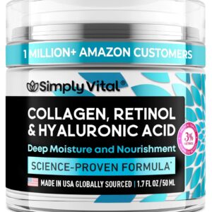 SimplyVital Collagen, Retinol & Hyaluronic Acid Cream - Anti-Aging Face Moisturizer for Face