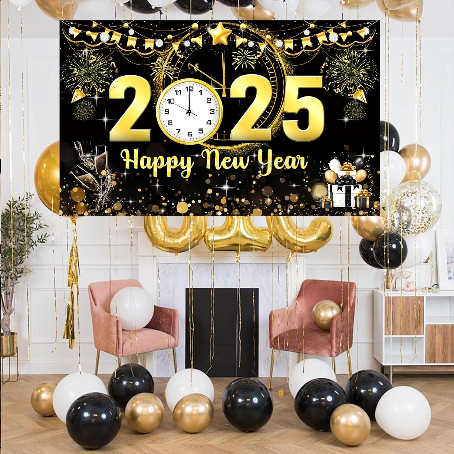 Happy New Year 2025 Extra Large Fabric Sign Poster Banner - Image 3