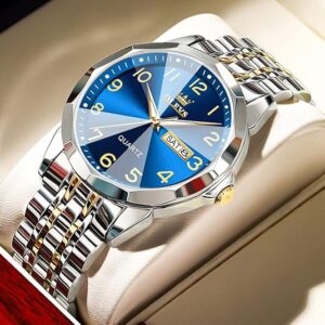 OLEVS Watch for Men Women Large Face Unisex Diamond Luxury Dress Analog Quartz Stainless