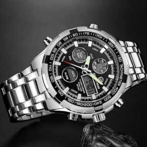 GOLDEN HOUR Luxury Stainless Steel Analog Digital Watches